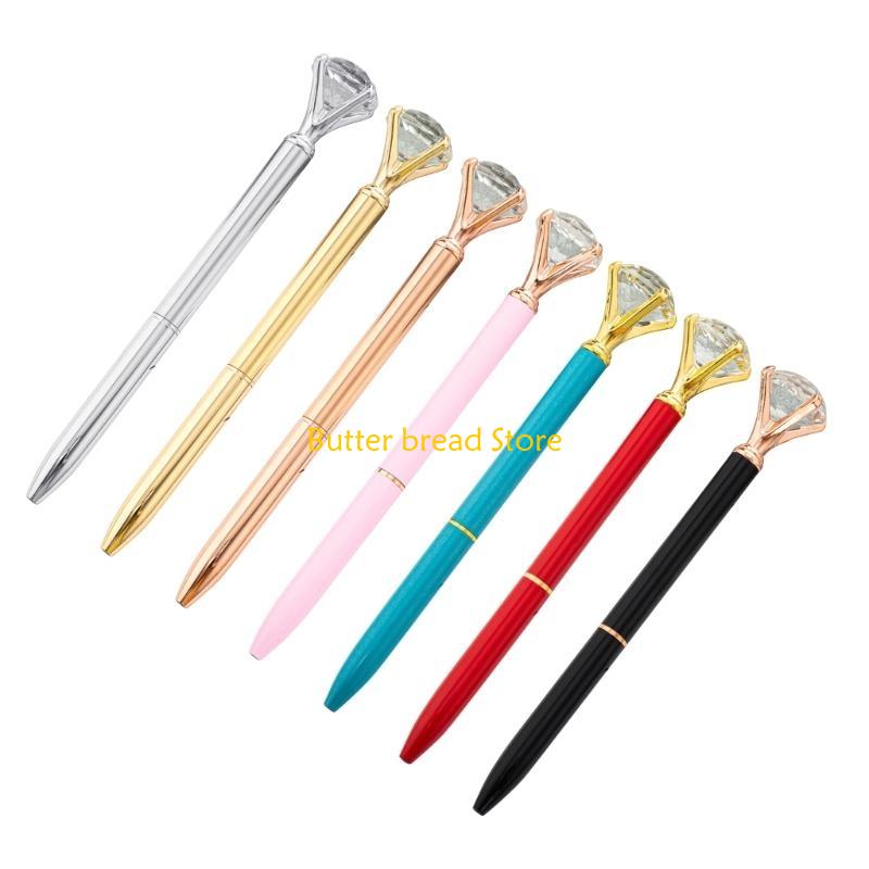 

W89C Bling Metal Ballpoint Pen Set 7 Pens with Big Crystal for Office and School