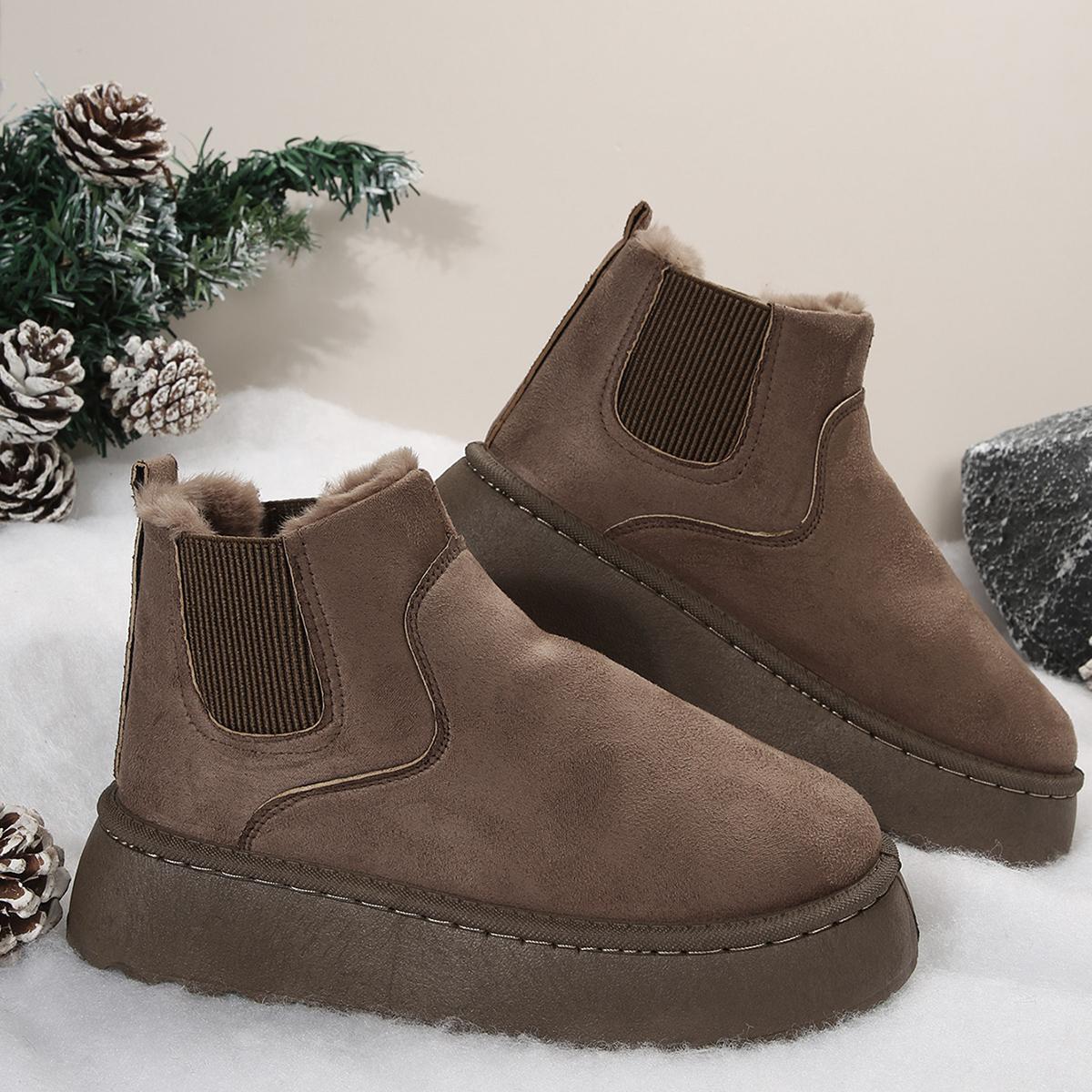 

Новые зимние ботильоны из искусственной замши, женские теплые зимние ботинки на платформе из искусственного меха, женские утепленные плюшевые ботильоны «челси», хлопковая обувь 37 хаки