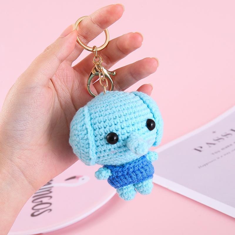 Funny Animal Doll Series Crochet Keychain Creative Knitting Animal Doll Keyrings For Bag Pendant Cute Puppy Knitted Car Keyrings
