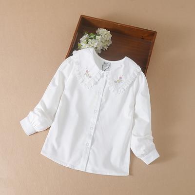 Tween Girls' College Style Turn-Down Collar Long Sleeve Thin Shirt Kids Blouses Clothing Spring/Autumn