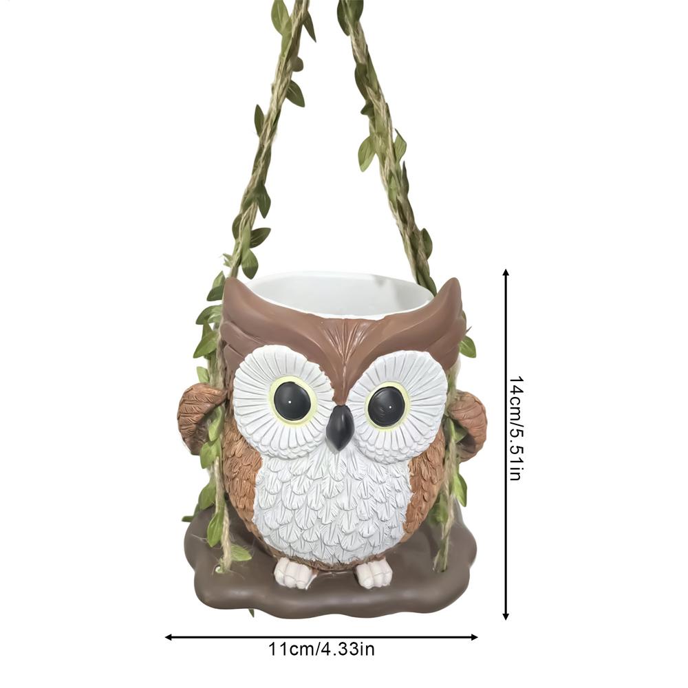 Cute Plant Pots Resin with Drainage Hole Owl Planter Small Plant Pots for Indoor Outdoor Garden Patio Porch Bedroom Living Room