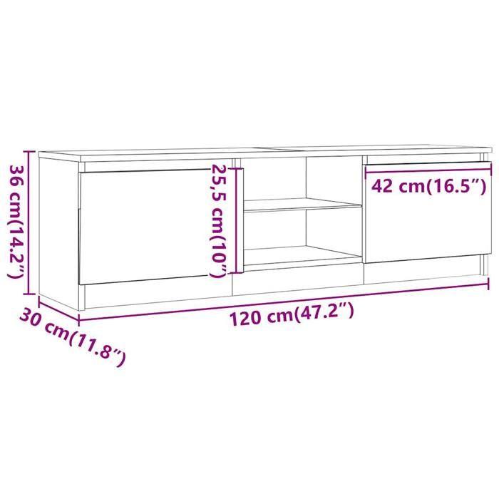 vidaXL Meuble TV avec lumières LED chêne artisanal bois d'ingénierie, support TV, meuble multimédia, console TV, meuble 856348