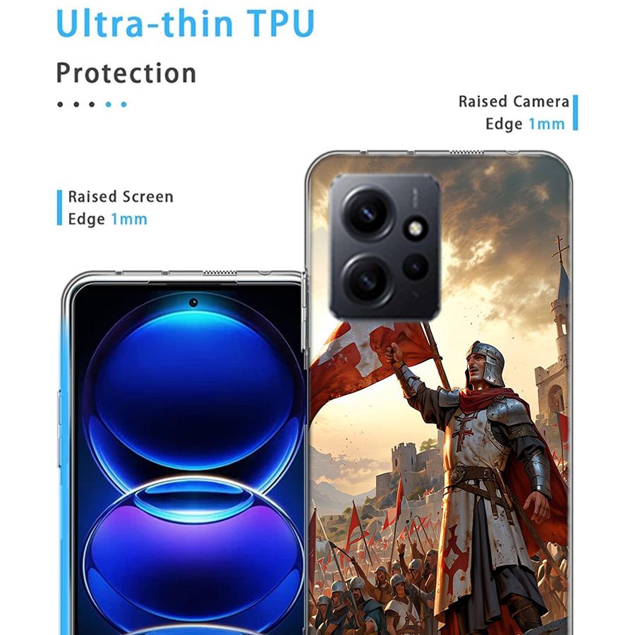 The Bright Red Crusade Phone Case For Redmi Note 14 15 Pro 5G 13 12 Pro Plus 11 11T 11E 11S 10 Pro 10S 9 9S Cover Cell Clear TPU