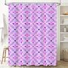 Pink Blue Floral Geometric Shower Curtain For Bathroom Decoration Printed Polyester Fabric With Rings