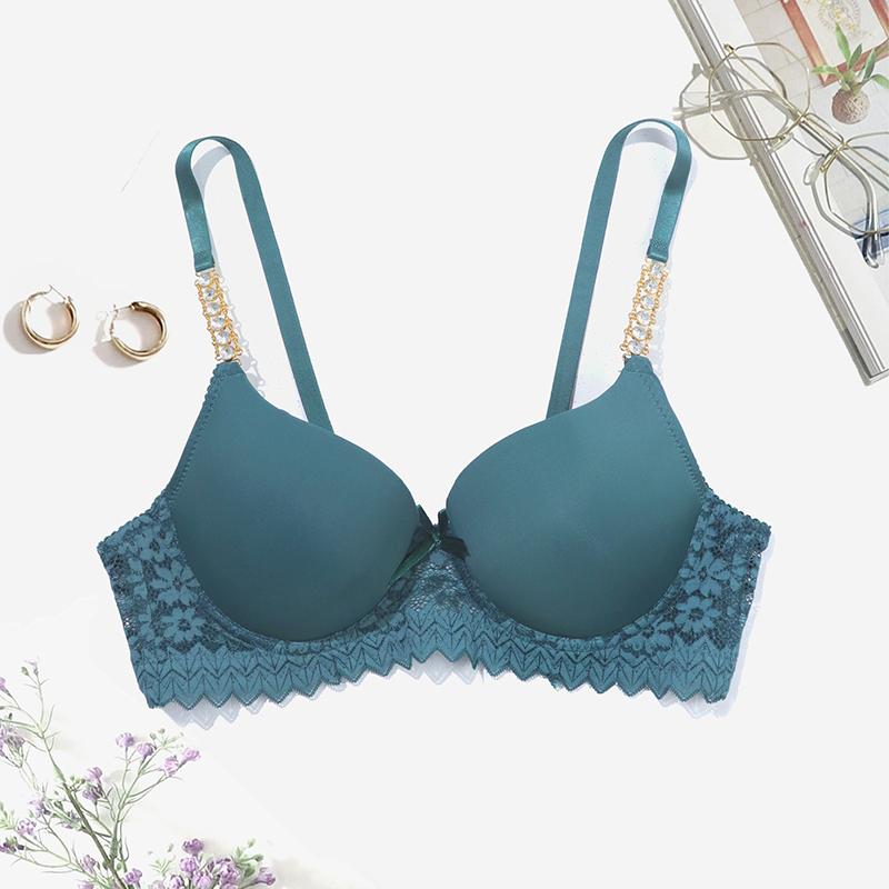 

Жіночий бюстгальтер, блискучий стразовий декор, нижня білизна, мереживо, жіноча нижня білизна, чашка B 85B зелений