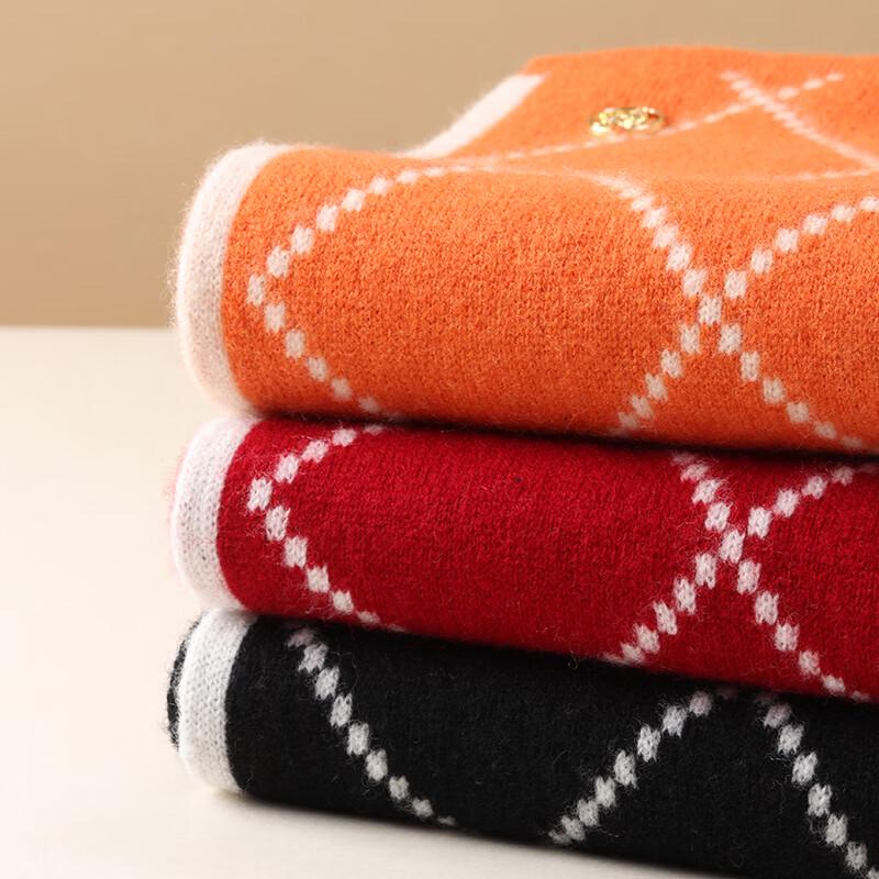 Hengyuanxiang Damen Karierter Wollstrickschal & Stola