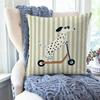 Cute Dalmatian Dog Scooter Throw Pillow Cover Funny Cartoon Pet Print Decorative Cushion Case For Sofa Couch Living Room Kids