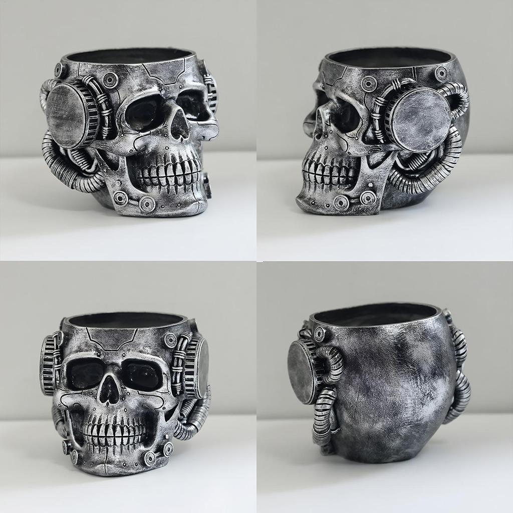Skeleton flower pot desktop decoration gift Skull Planter Spooky Gothic Display Pen Holder 