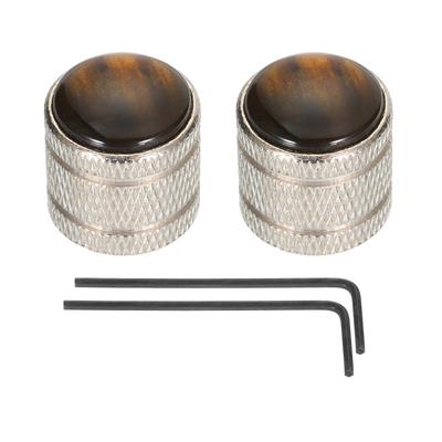 Uxcell Dome Guitar 6mm Abalone Silver Volume and Tone Control for Electric Guitar and with Internal Hex Set of 2 Knobs, Knobs, Top, Metal, Bass,