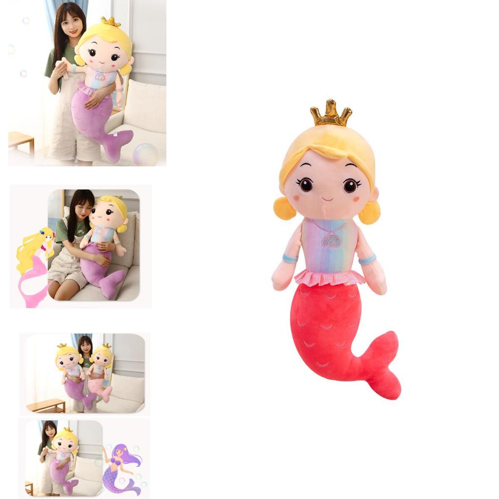 Cute Mermaid Plush Pillow Toy For Girls, Princess Bed Decor, Soft Velvet Stuffed Doll