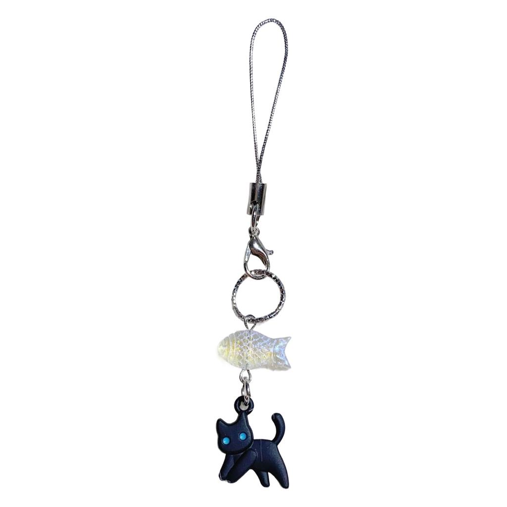 Multifuntional Keychain Travel Friendly Cat Phone Lanyard Acrylic Alloy Texture Phone Accessory for Everyday Carry