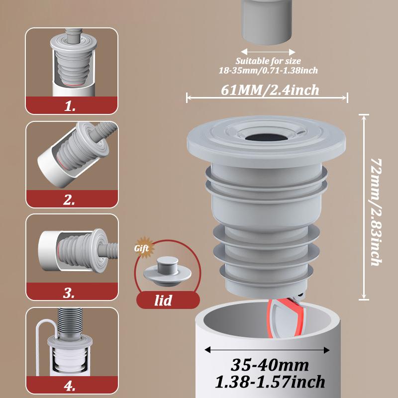 Silicone Bathroom Sewer Seal Ring Kitchen Sink Sewer Pipe Plug Washing Machine Anti-odor Leakage Floor Drain Connector Stopper