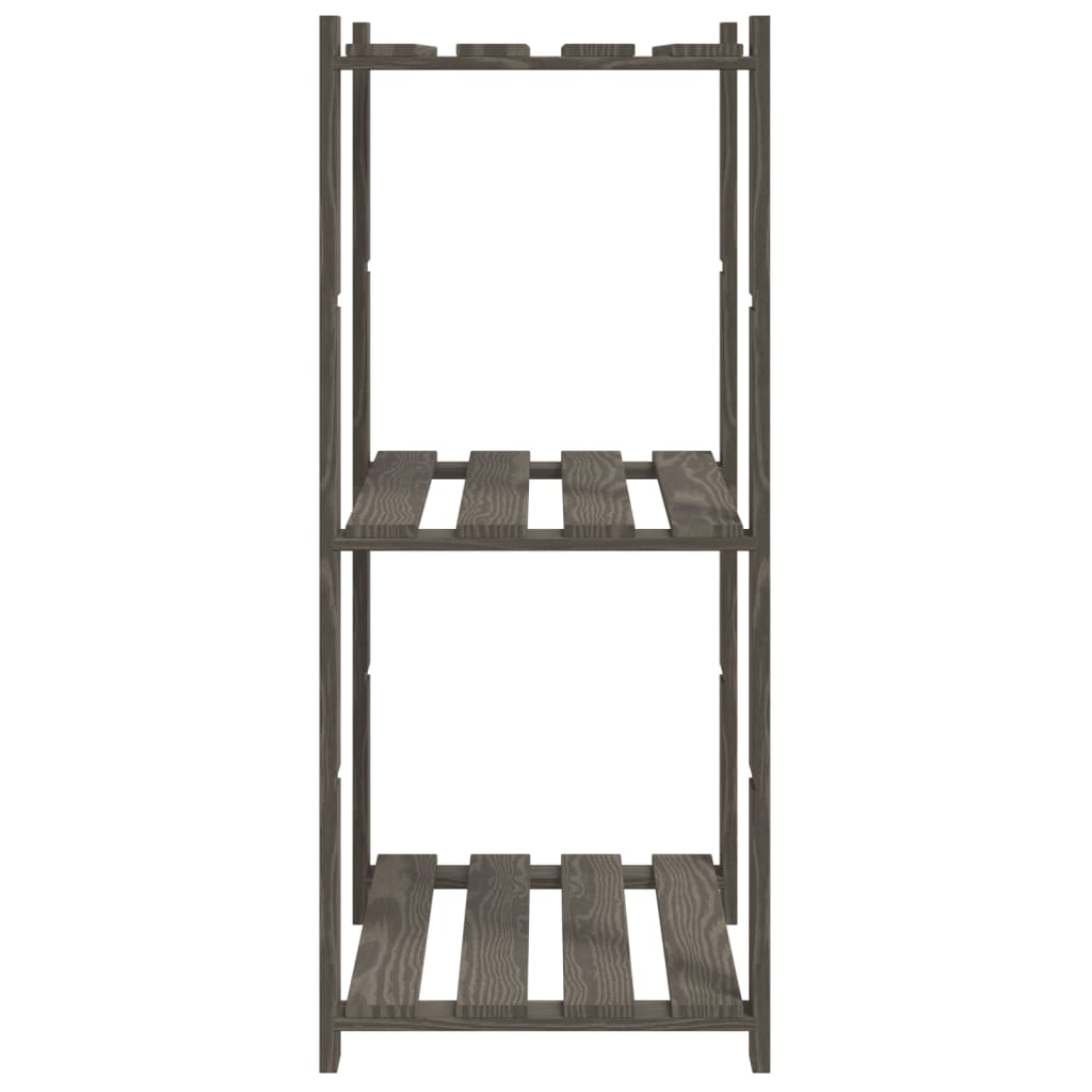 3 Shelf Storage Shelf in Grey 60 x 38 x 90 cm Solid Pine Wood