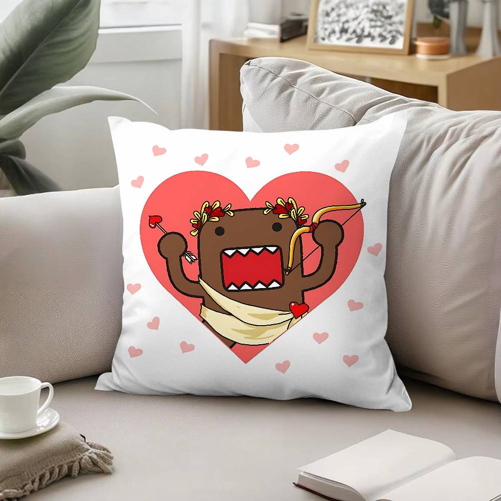 Cute D-Domo Kun-s Throw Pillow Covers Pattern Cushion Cover Suitable For Sofa Bedroom Car Pillow Cover