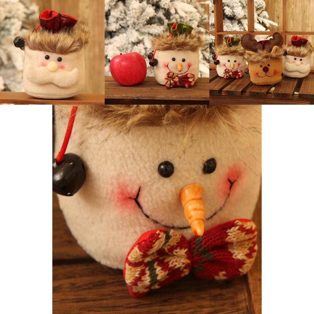 Charming Christmas Kids Gift Candy Bags Featuring Santa Claus Snowman And Elk Design