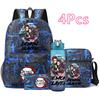 4 Pezzi/set Zaino Stampato Anime Demon Slayer Grande Capacità Borsa per Libri Borsa a Spalla Custodia per Borsa con Borraccia da 750ml Ragazzo Ragazza Zaino Impermeabile