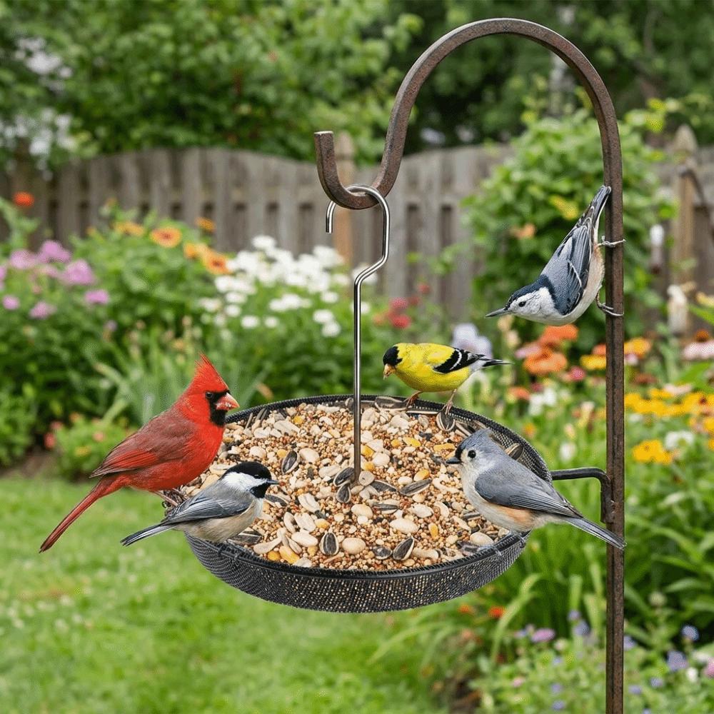 Large Capacity Hanging Bird Feeder Rustproof Bird Food Tray Creative Wild Bird Feeder  Courtyard