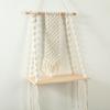 Handmade Tassel Macrame Tapestry Wall Hanging Shelf Boho Cotton Rope Woven Plant Hanger Wood Floating Shelf Wall Decoration