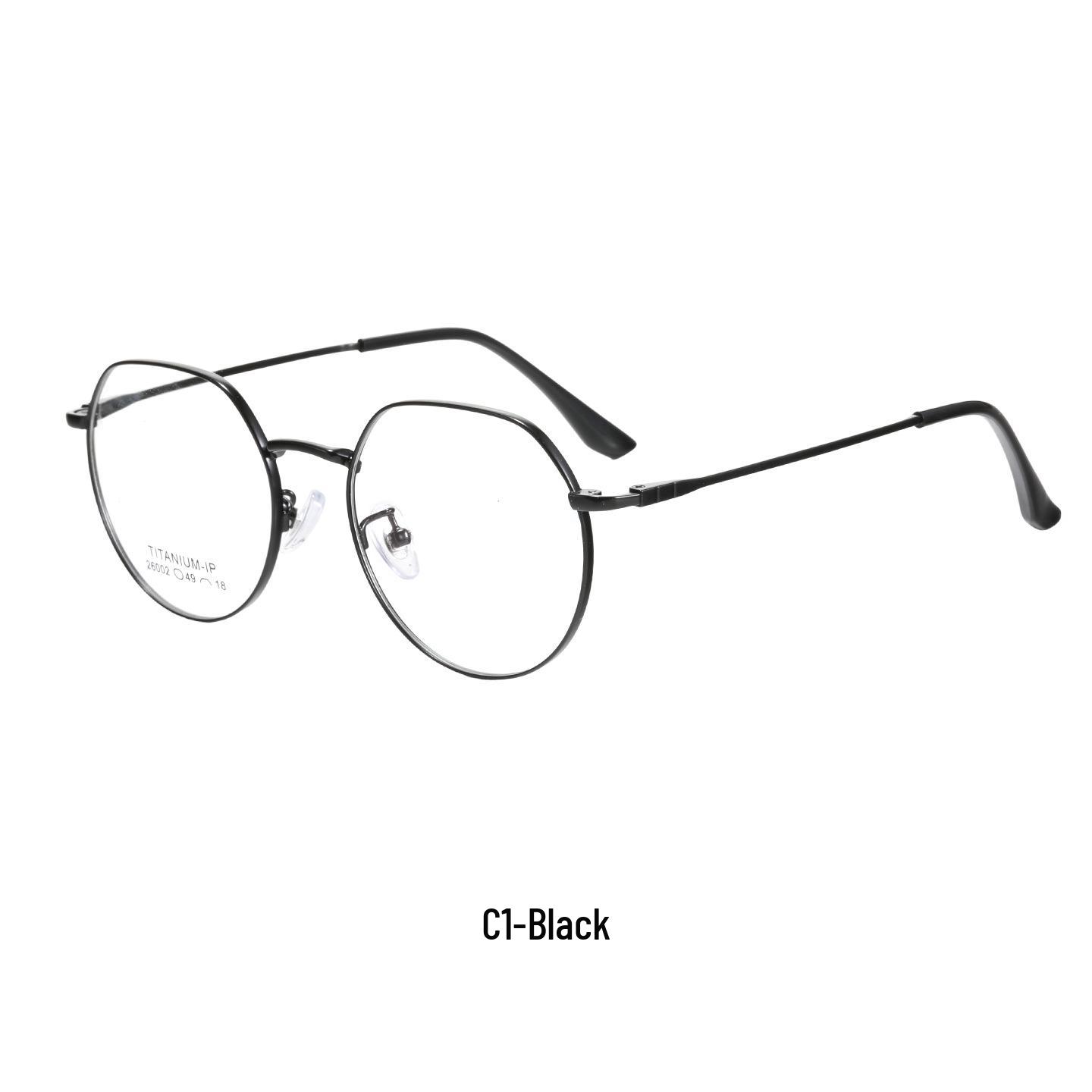 Ultra-Light B-Titanium Retro Glasses Frame, Small Irregular Shape, Prescription-Compatible.