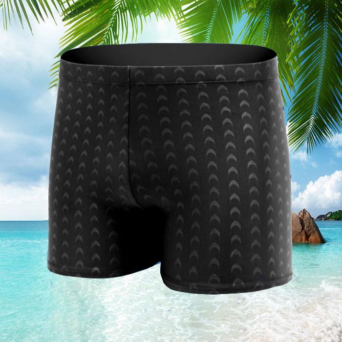 

Мужские плавки-боксеры 2025 - Имитация акульей кожи, Однотонные черные, Купальник больших размеров XL