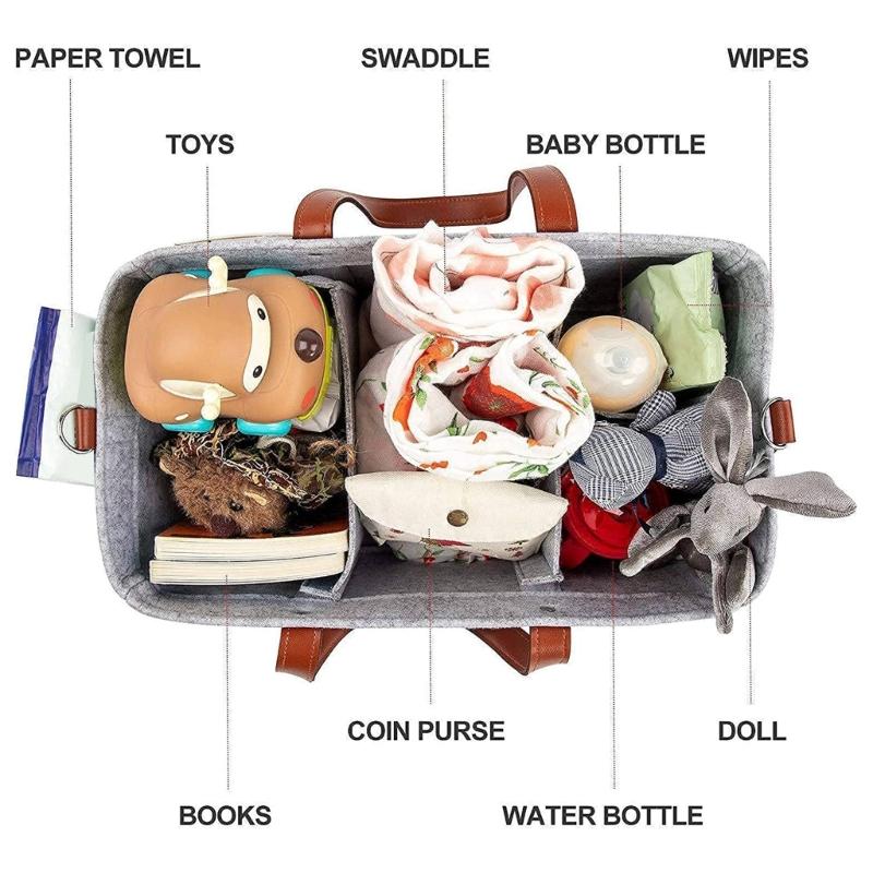 Borsa Organizzatrice per Pannolini Portatile per Fasciatoio e Auto, Contenitori Essenziali per l'Asilo, Borsa Tote