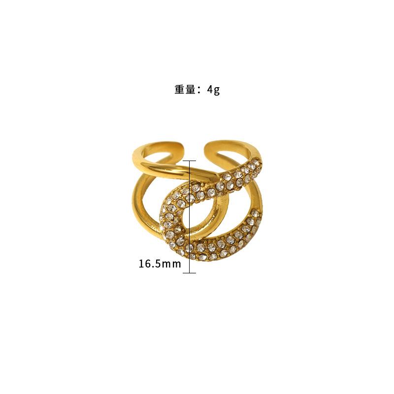 

Simple Ring Women S Light Luxury Twist Woven Chain Titanium Steel 18K Electroplated Ring Diamond No. 6