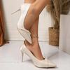 Elegant White Super High Heels Wedding Sandals Women Summer Pearl Chain Decoration Pumps Women Classic Pointed Toe Dress Shoes