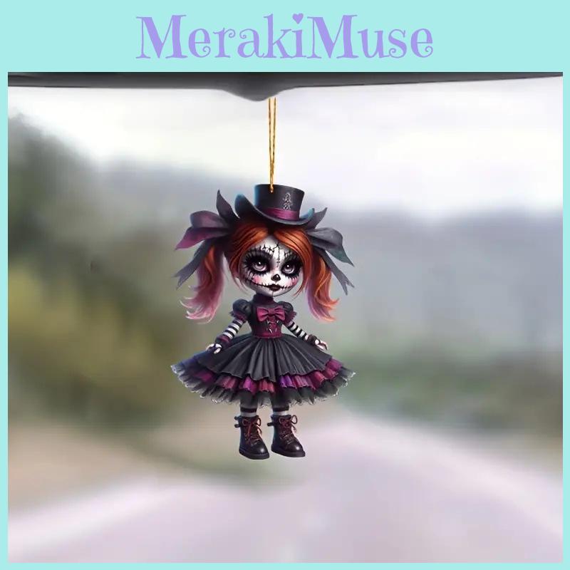 Adorable Acrylic Car Rearview Mirror Hanging Ornament Cute Design For Christmas Tree Decoration