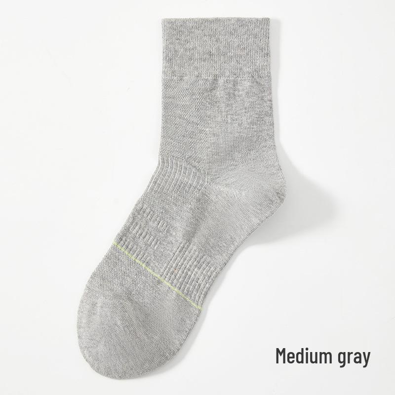 Men's Seamless Odor-Proof Socks - Antibacterial, Sweat-Absorbing, Mid-Calf, Solid Color, Xinjiang Combed Cotton