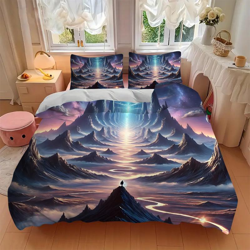 3pcs bedding set Mystical Landscape Includes 1 Comforter + 2 Pillowcases, Without Pillow Inserts, Soft Comfortable, Lightweight Breathable113