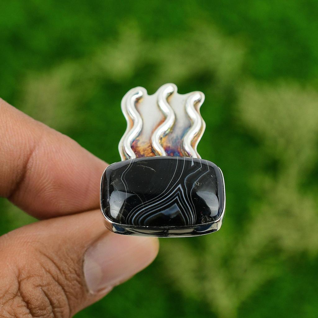 Gift For Women Multi Stone Ring Size 7.75 925 Silver Natural Sardonyx Gemstone
