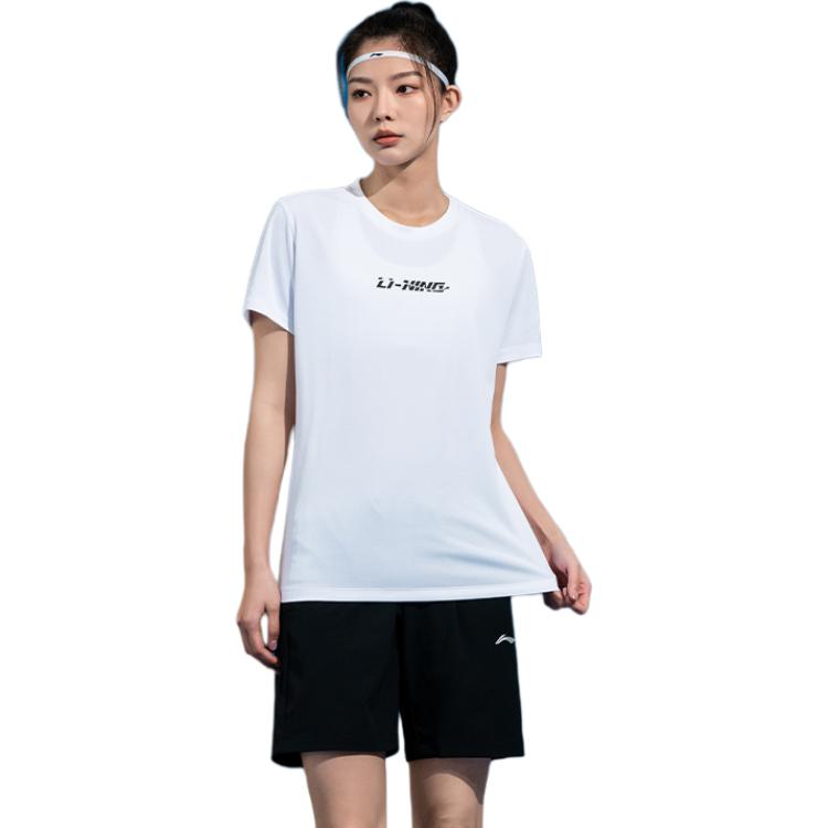Li Ning Table Tennis Series Brand Print Moisture-Wicking Quick-Dry Cool Casual Sports Short Sleeve T-Shirt Unisex Tops White ATSV609-2