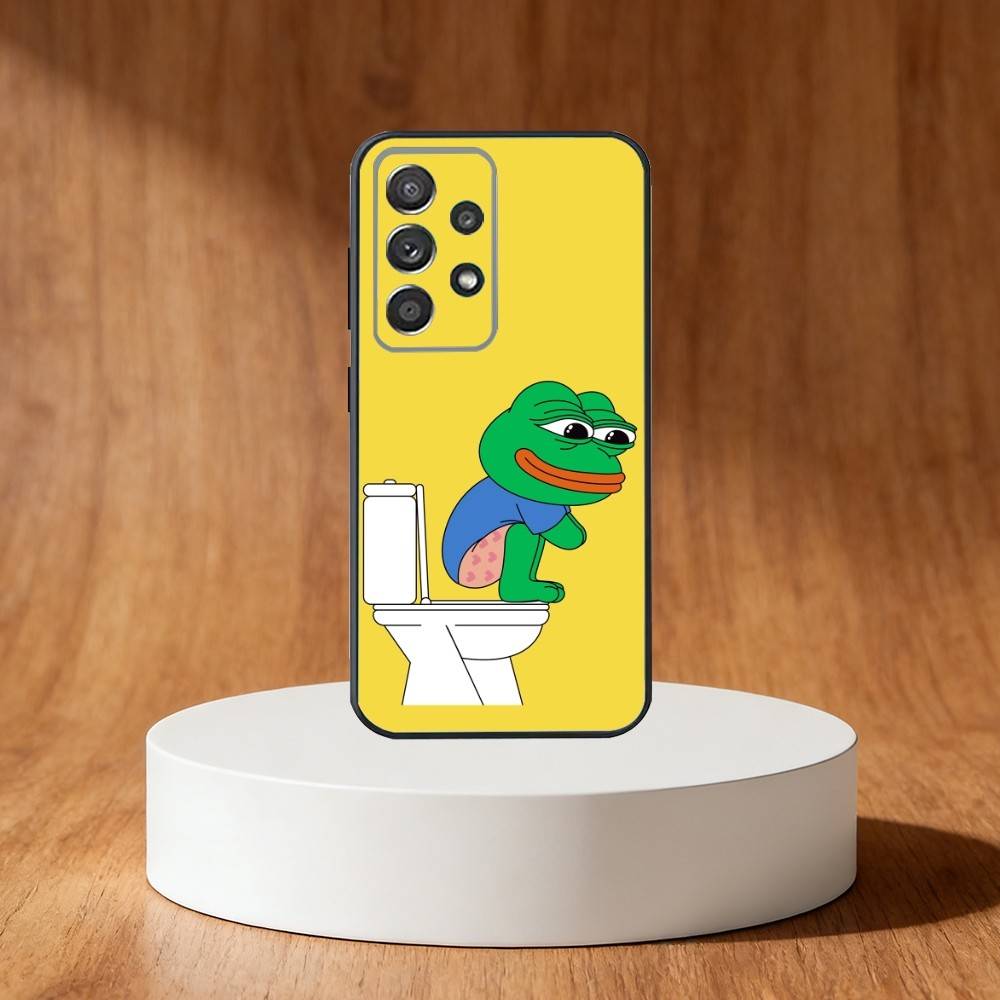 Funny P-Pepe Frog Sad Phone Case For Samsung S25,S24,S21,S22,S23,S30,Ultra,S20,Plus,Fe,Note,10,9,5G Black Cover