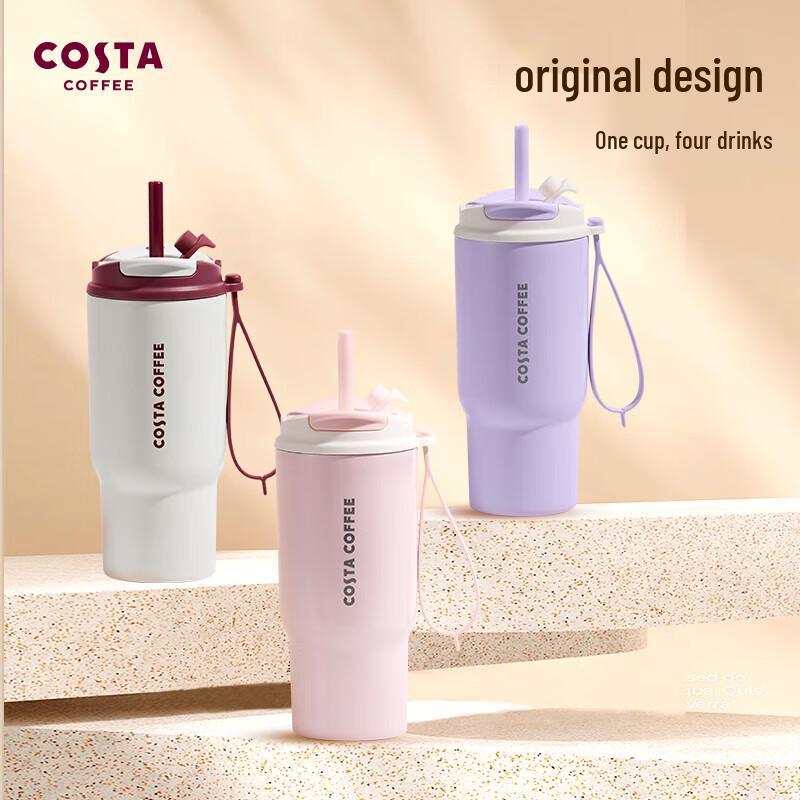 COSTA 620ml Stainless Steel Insulated Travel Mug with Straw