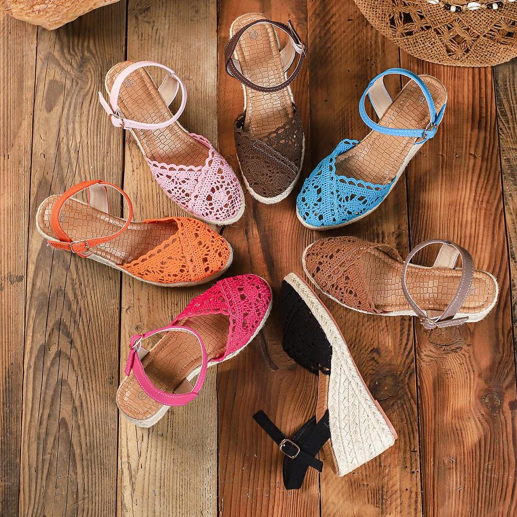 Hot Selling Fashion Closed Toe Wedge Sandals - Thick Sole, Waterproof Platform, Single Strap Espadrille Heel.