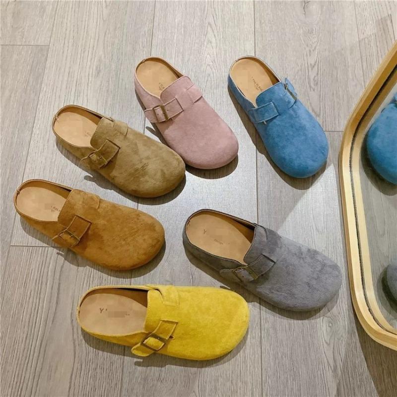 Soft-soled women's thick-soled slippers are worn outside the autumn new lazy people with one foot pedal of Boken bag head and half slippers.