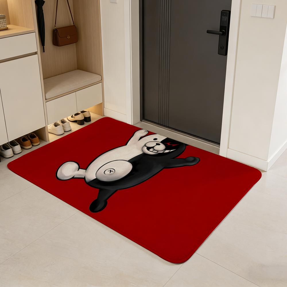 

character M-Monokuma Floor Mat Flannel Door Mat Non-Slip Absorbent Washable Indoor Home Rug 40x60cm