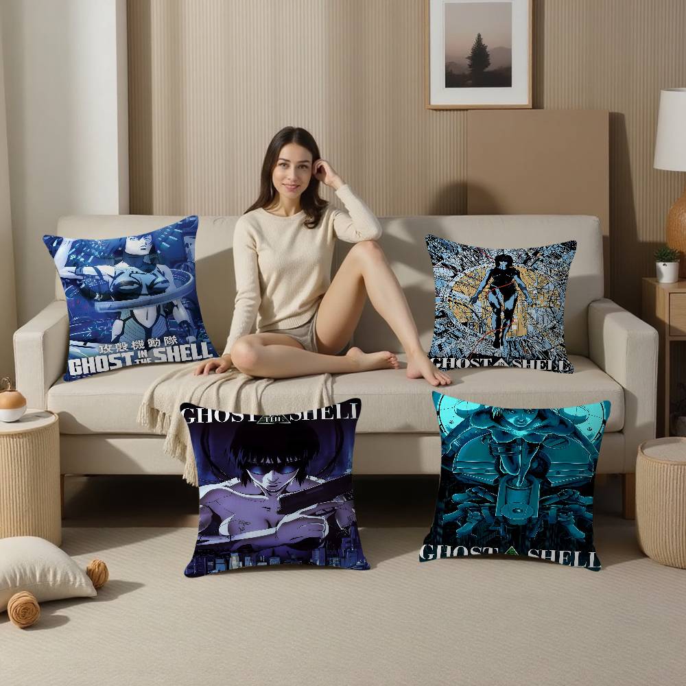 Anime G-Ghost In The Shell Cool Pillow Case Cushion Cover Car Throw Pillow Case For Sofa Car Christmas Gift 40x40cm 45x45cm