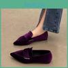 Womens Toe Flat Pointed Suede Loafers Vintage Loafers Driving Shoes