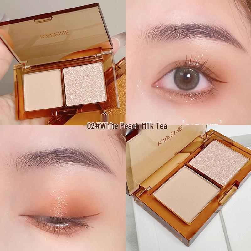 Capel Dual-Tone Eyeshadow: Matte & Shimmer Gray Pink with Fine Glitter, Nude, Low-Saturation, Korean Style, Versatile Crushed Diamond Look.