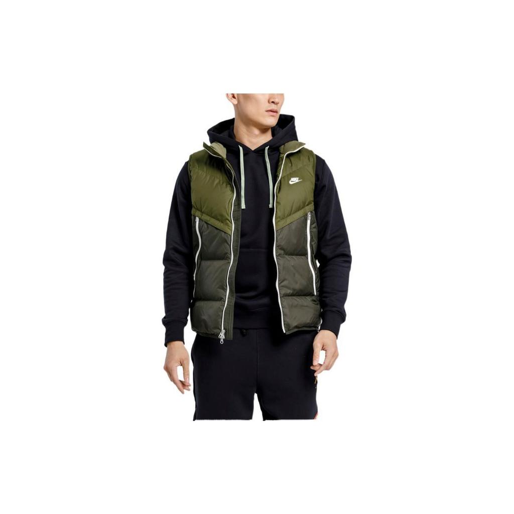 Nike Chaleco Acolchado Casual Deportivo con Estampado de Logotipo del Alfabeto para Hombre, Ropa Exterior Verde DD6818-326