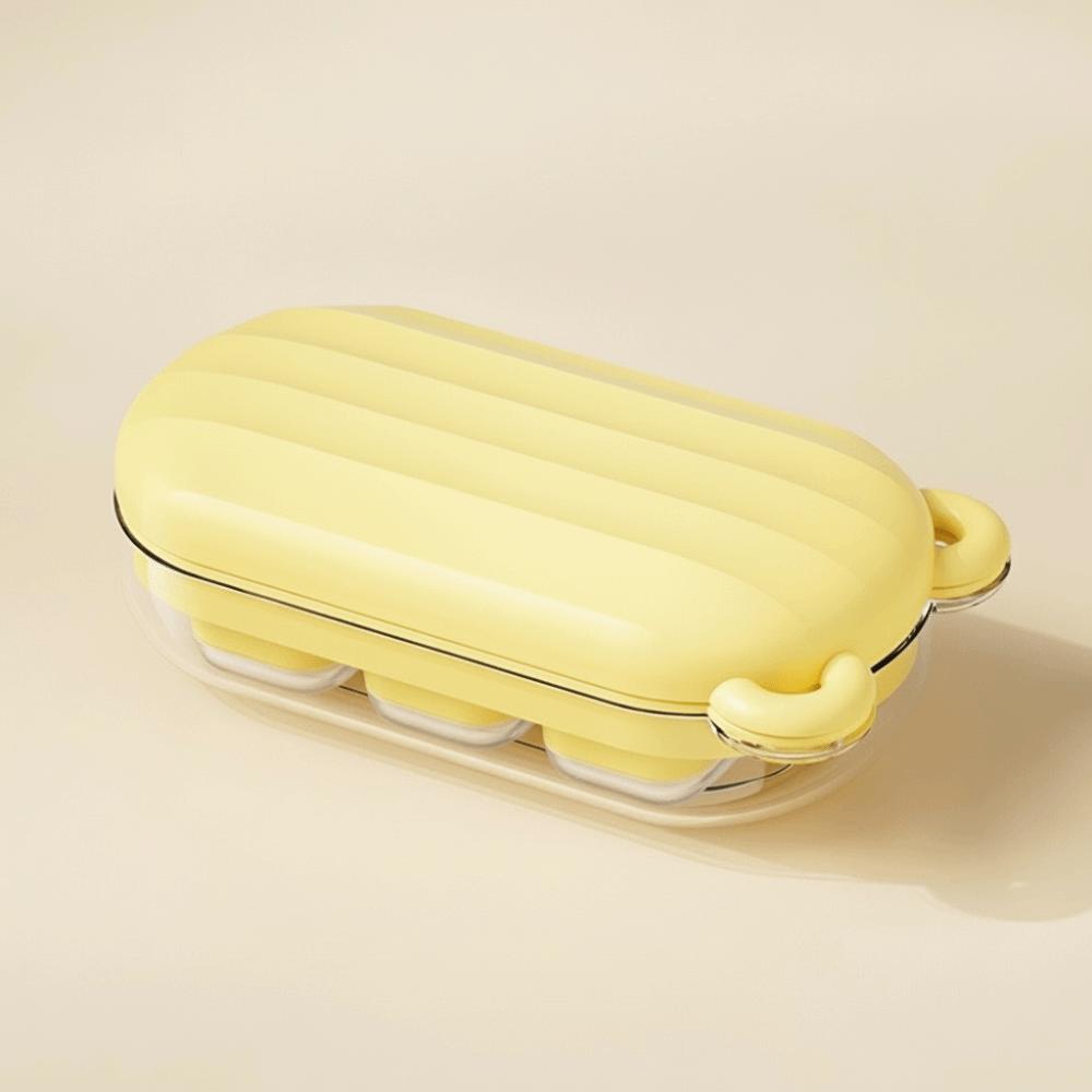 6 Grids Little Bear Ice Grid with Cover Ice Grid Tray Creative Press Ice Cube Box  Kitchen жёлтый