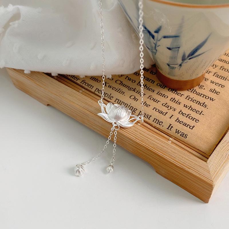 

Новое ожерелье с кисточкой в виде лотоса, женское винтажное китайское колье с подвеской в виде лотоса