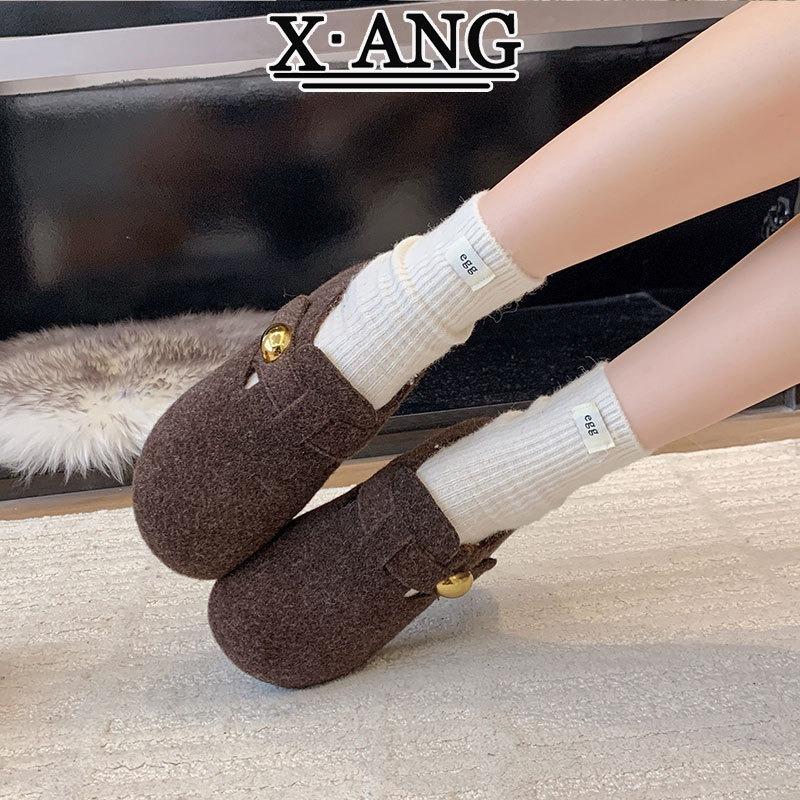 

Woolen gray all-inclusive women s fleece thermal cotton shoes, one pedal lamb wool shoes, lazy bean shoes 40