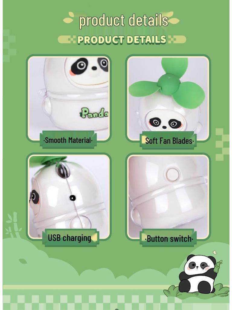 2026 Cute Cartoon Mini Portable USB Rechargeable Fun Fan