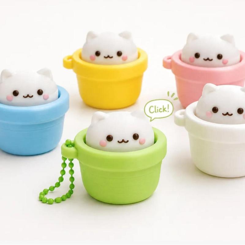 Silent Finger Button Fidget Clicker Keychain Soft Slow Rebound Anti-Stress Mini Toy for ADHD People Daily Relaxation
