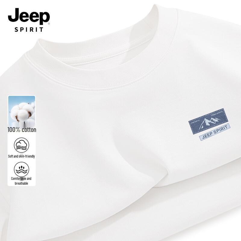 JEEP SPIRIT Men's 2026 Casual Pure Cotton Long-Sleeve Round Neck T-Shirt