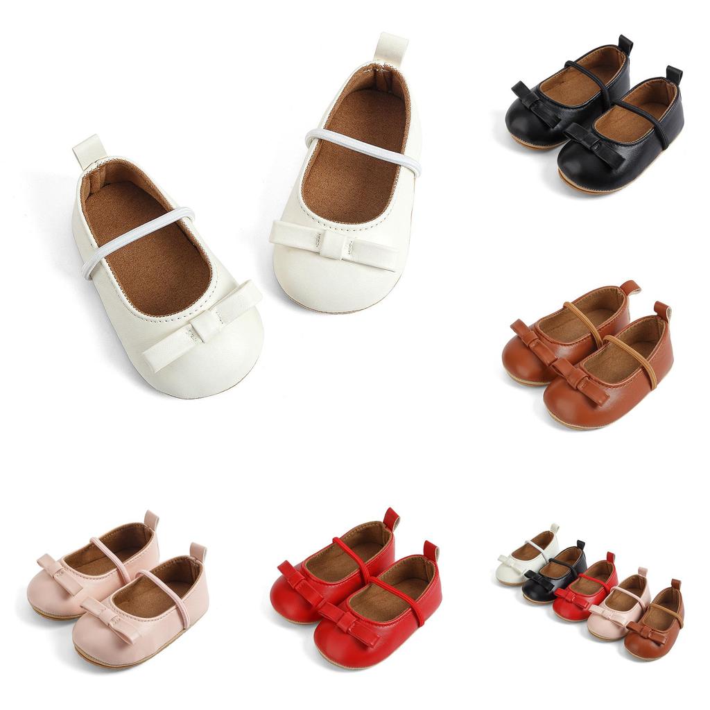 Sapatos de Bebê Princesa Cor Sólida Com Decoração de Laço Para Menina Pequena Moda