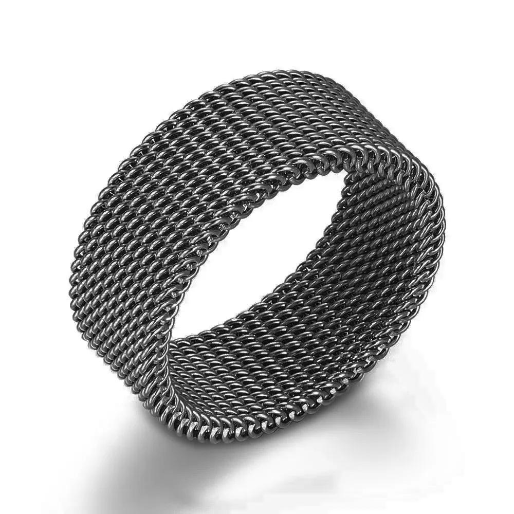 Fashion Mens Modern Stainless Steel Deformable Mesh Band Ring Mesh Band For Men and Women Casual Sports Charm  Party Gift