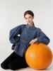 Retro Light Luxury Denim Top with Tie-Waist and Lantern Sleeves